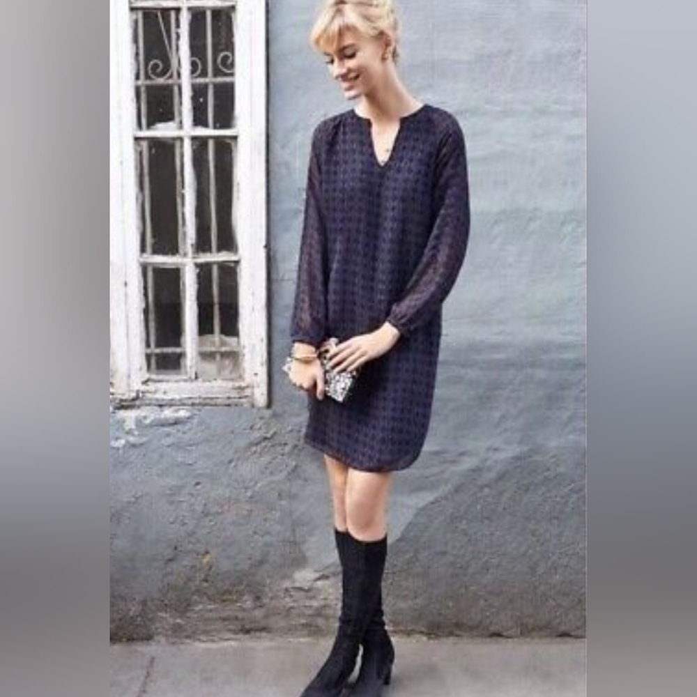 CAbi Navy Long Sleeve Dress